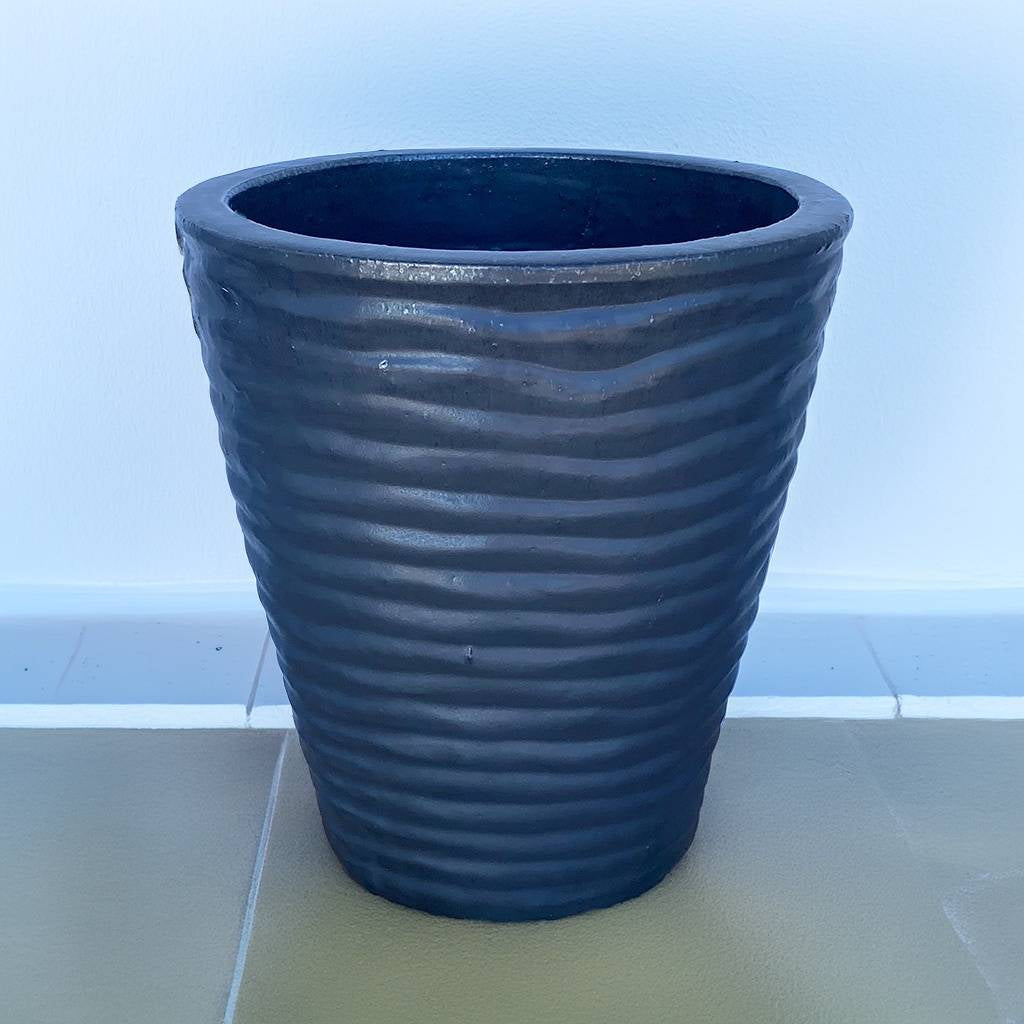 8036 Tall Ribbed Flared Round Planter - Set of 3