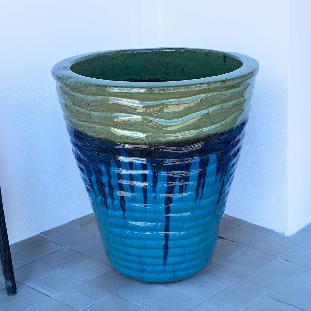 8036 Tall Ribbed Flared Round Planter - Set of 3