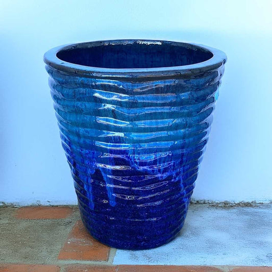 8036 Tall Ribbed Flared Round Planter - Set of 3