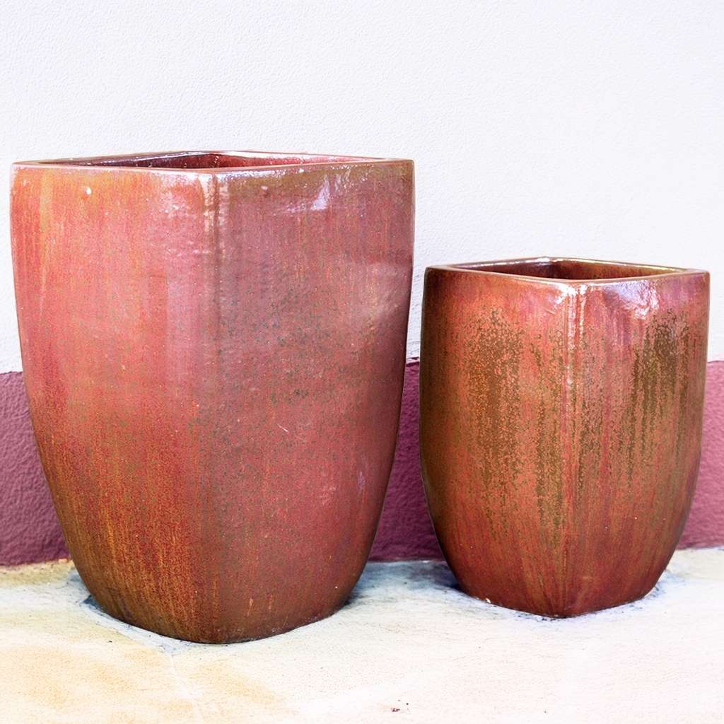 square clay plant pots Wholesale Tall Cube Planter (Set of 2)