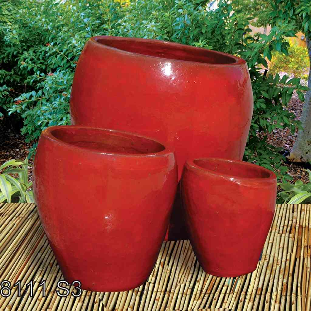 8111 Rounded Barrel Planter Set