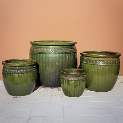 8126 Wide round embossed planter - Set of 4