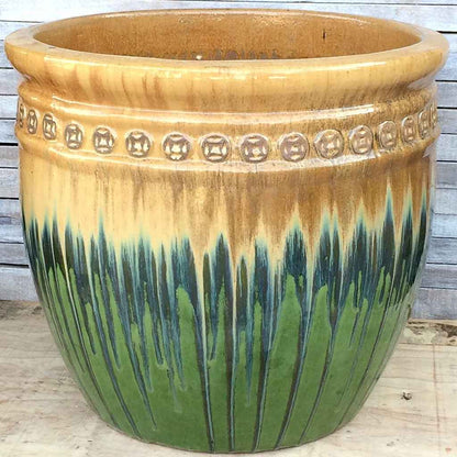 8126 Wide round embossed planter - Set of 4
