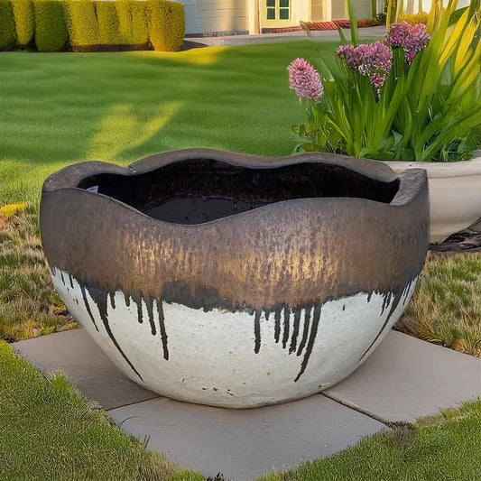 8141 Wavy Drip Glaze Bowl Planter -Set of 4