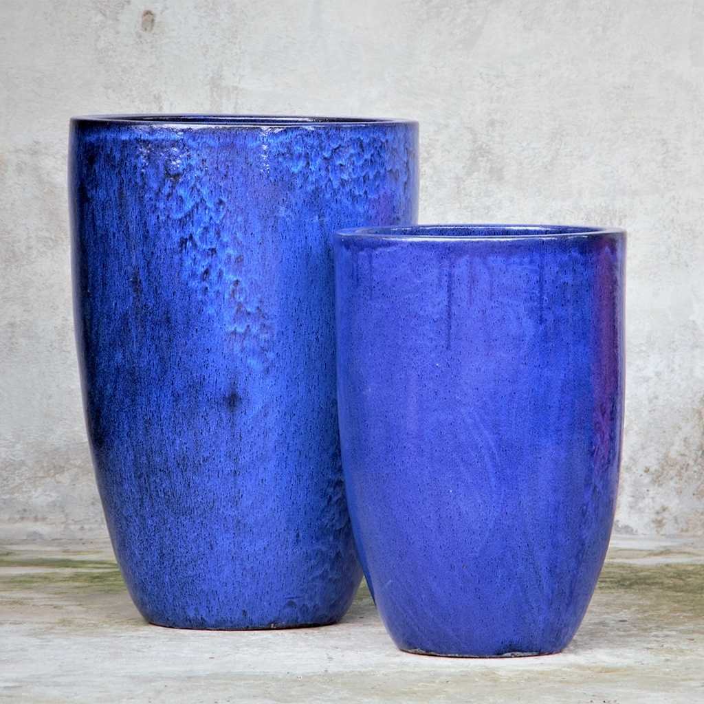 tall ceramic outdoor plant pots 8166 Tapered Tall Cylinder Planter - Set of 2