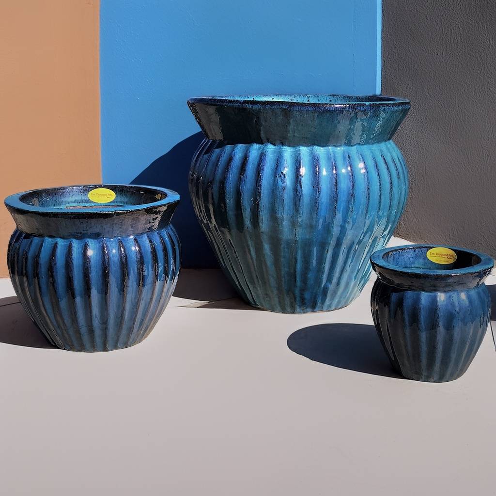 8226 Wide Ribbed Round Planter Set of 3