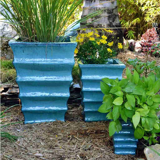 8231 Rippled Square Planter Set