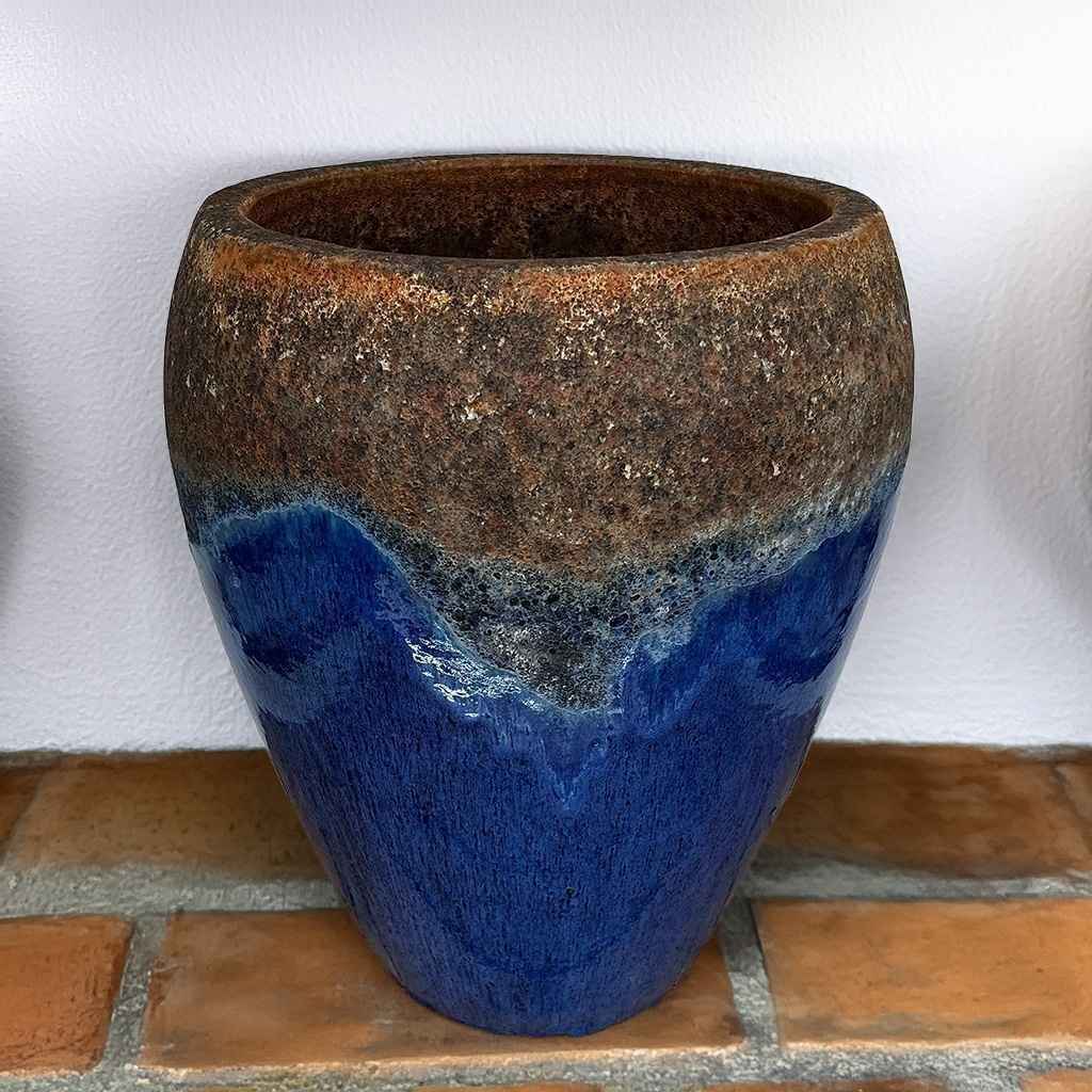 Angkor Marble Blue egg-shaped planter pot
