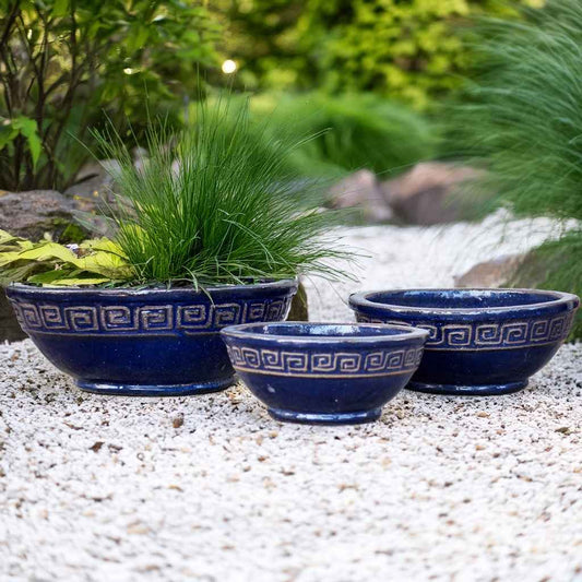8346 Greek Key Bowl Planter Set