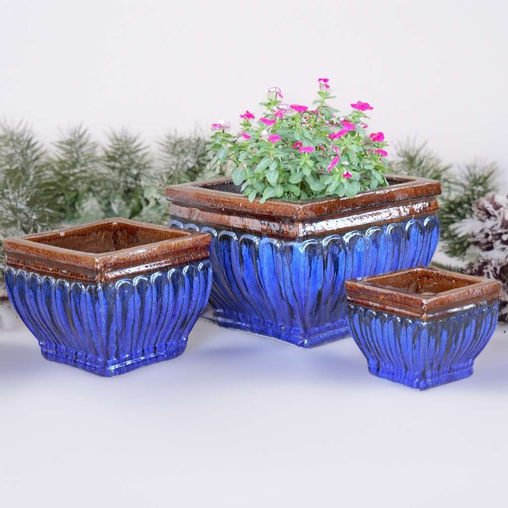 8356 Ribbed Rectangle Planters - Set of 3