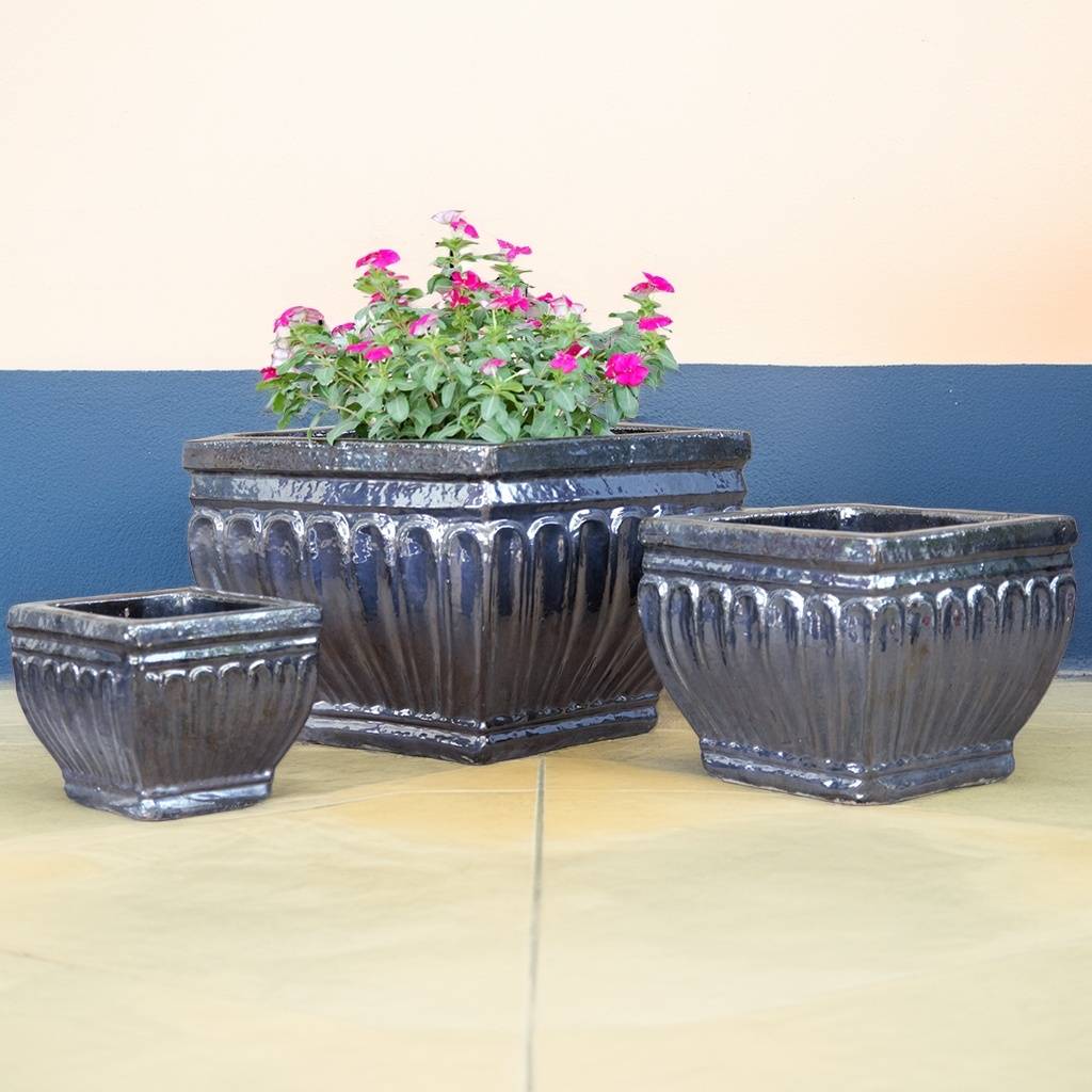 8356 Ribbed Rectangle Planters - Set of 3