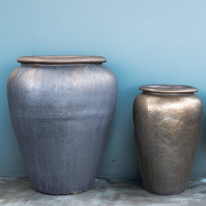 8386 Crater-Glaze Round Pot  - Set of 2