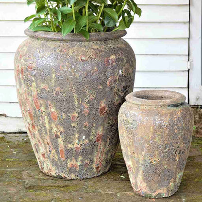 8386 Crater-Glaze Round Pot  - Set of 2