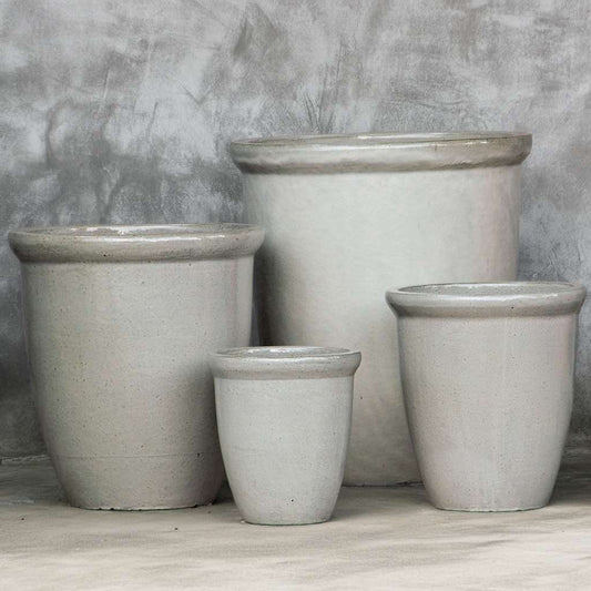 Tall flared-rim planters in glazed off-white