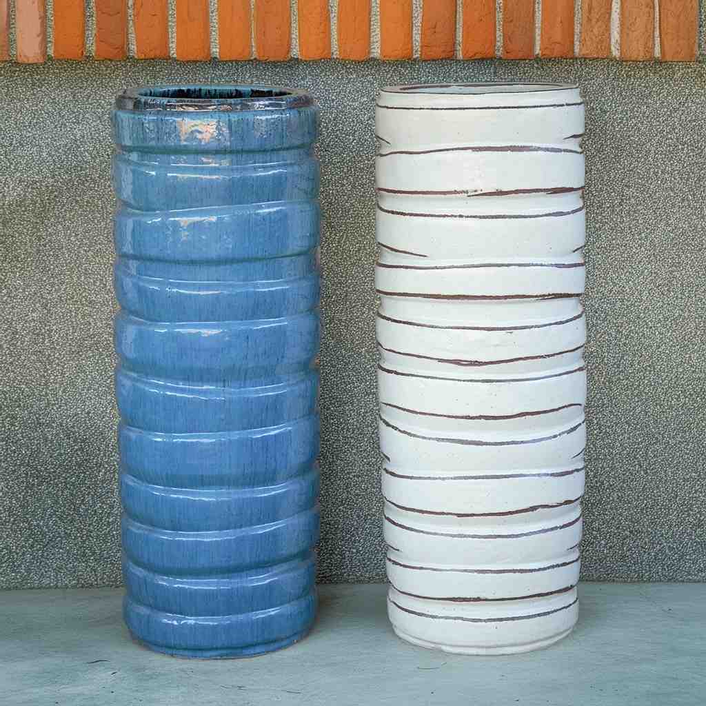 8403 Tall Ridged Ceramic Planter - 1 Piece