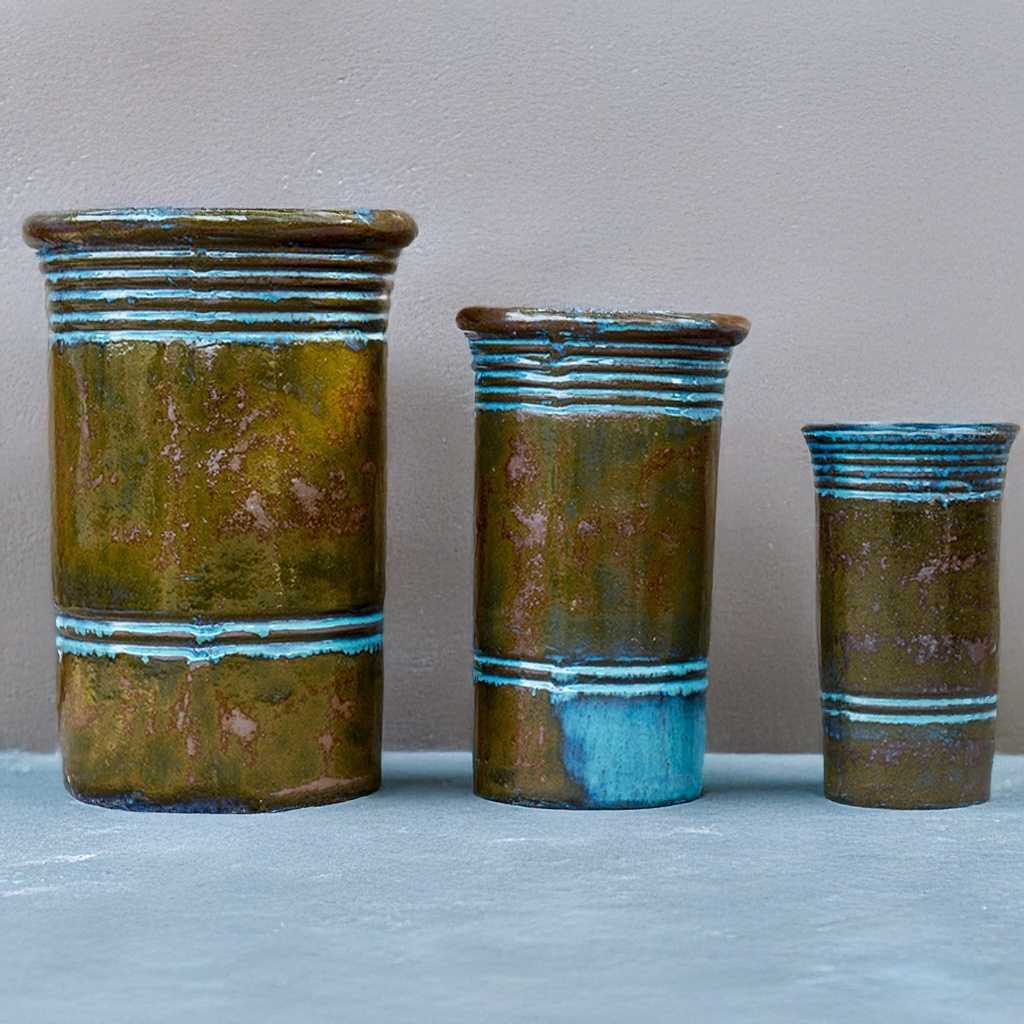 8407 Ribbed Cylinder Pot -  Set of 3