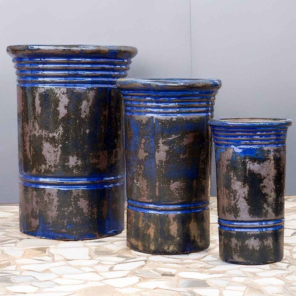 8407 Ribbed Cylinder Pot -  Set of 3