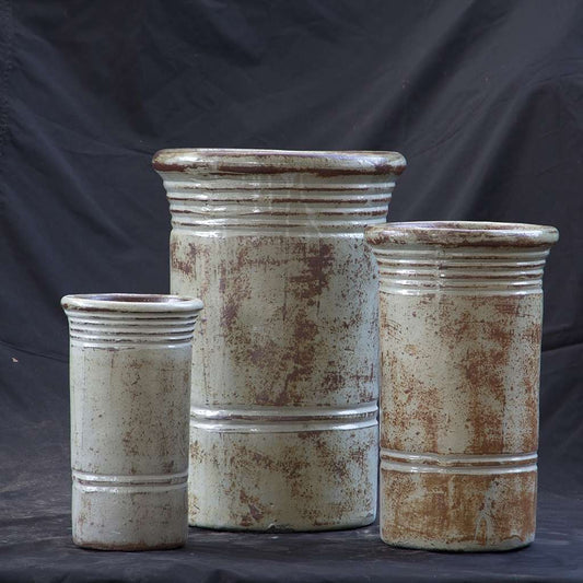 8407 Ribbed Cylinder Pot -  Set of 3