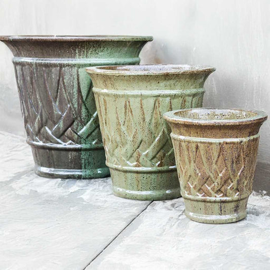 8409 Tuscany Lattice Carved Ceramic Pot - Set of 3