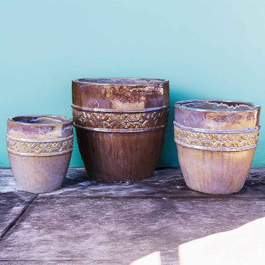 8412 Ornate Band Ceramic Pot - Set of 3