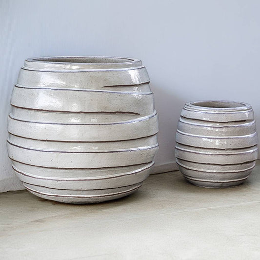 Curved Antique Ceramic Planter -  Set of 2