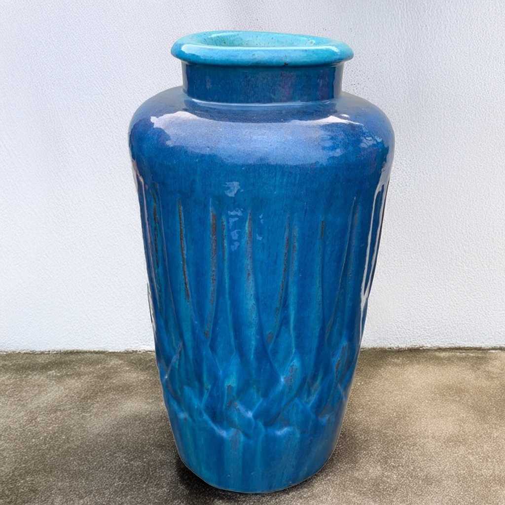 8451 Tall Woven-Relief Ceramic Urn - 1 pc.