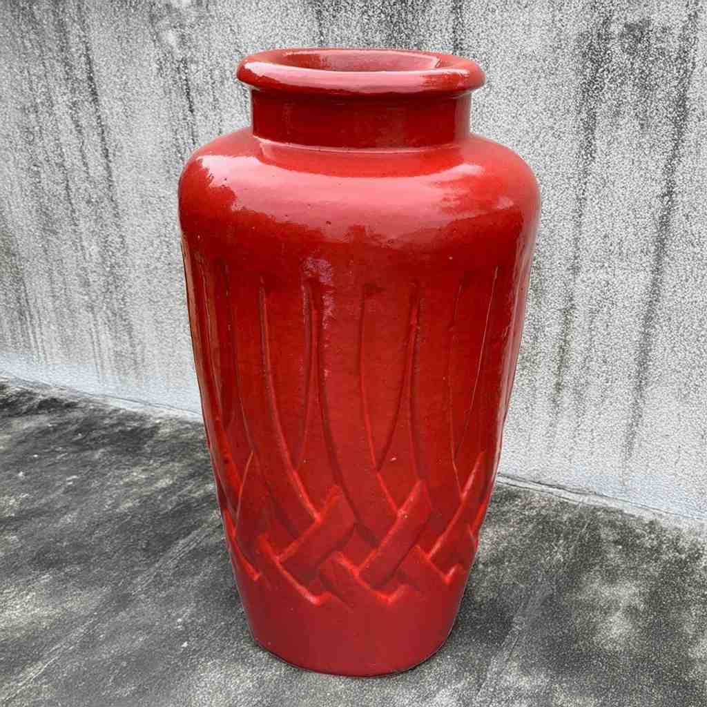 8451 Tall Woven-Relief Ceramic Urn - 1 pc.