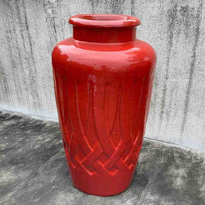 8451 Tall Woven-Relief Ceramic Urn - 1 pc.