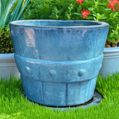 8457 Banded Barrel Cream Planter - Set of 3