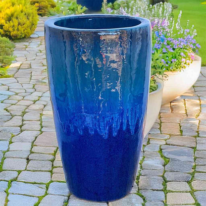 8464  Gradient Glaze Flared Tall Planter -  Set of 2