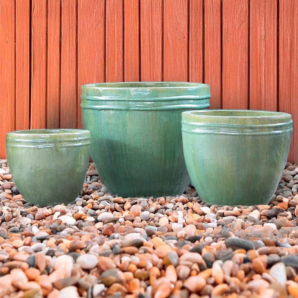 8535 Rimmed Round Planter Set