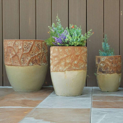8544 Rustic Lava Top Planter Set