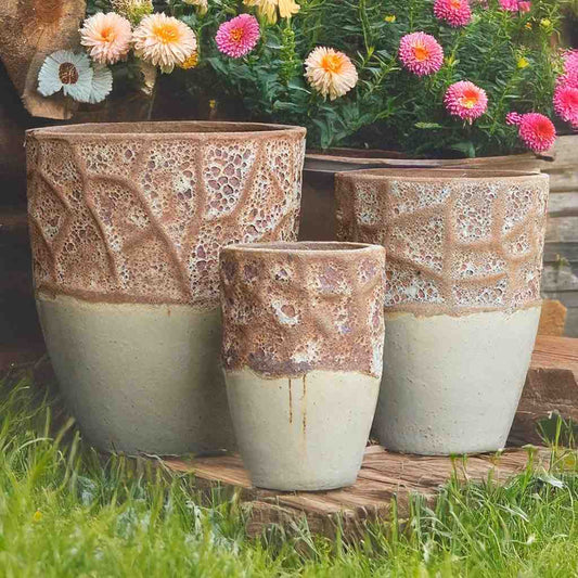 8544 Rustic Lava Top Planter Set