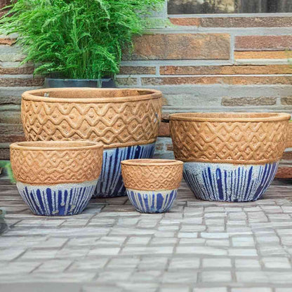 8546 Etched Drip Bowl Planter Set