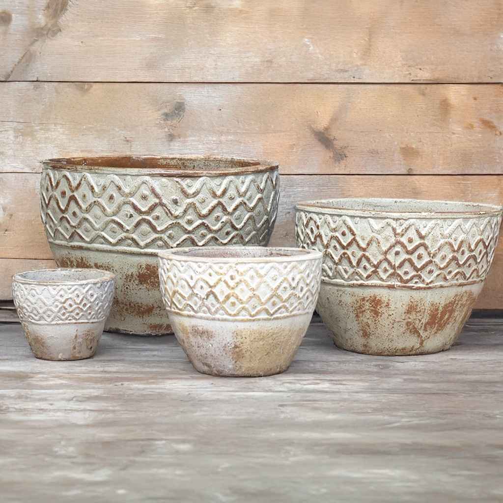 8546 Etched Drip Bowl Planter Set