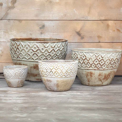 8546 Etched Drip Bowl Planter Set