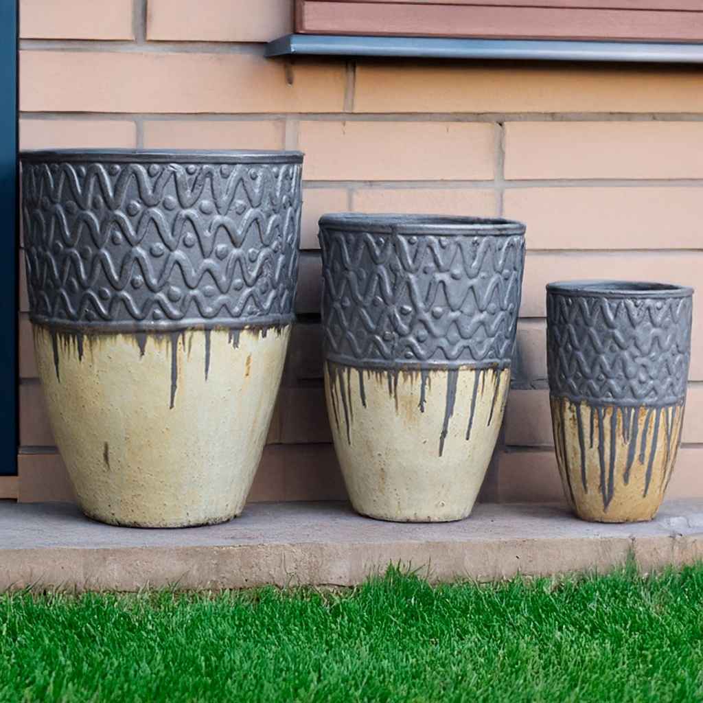 8548 Embossed Drip Tall Planter Set