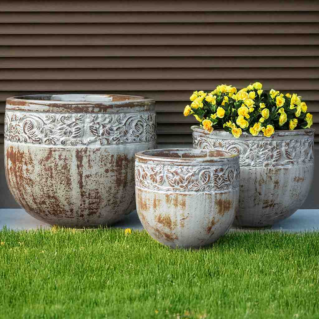 8550 Ornate Rim Planter Set