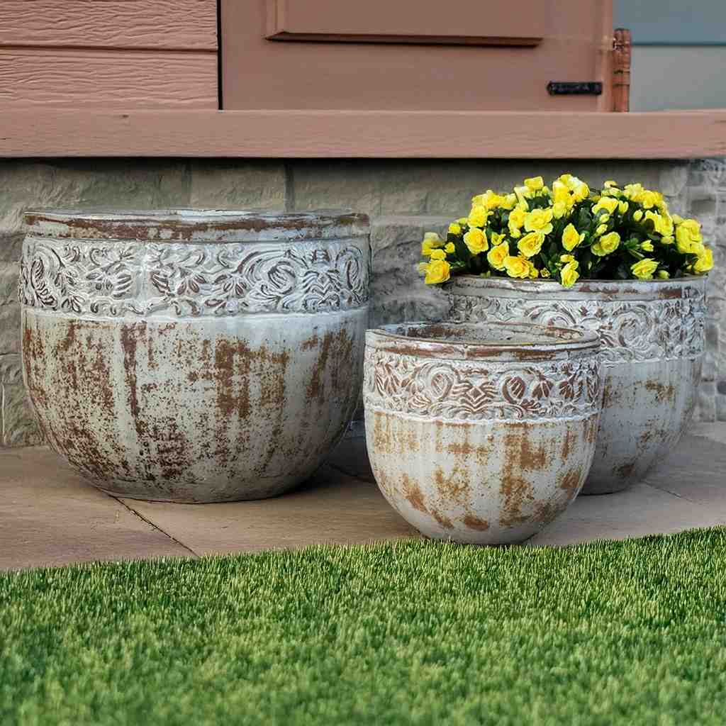 8550 Ornate Rim Planter Set
