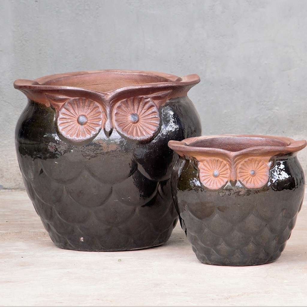 8559  Face Ceramic Pot -  Set of 2
