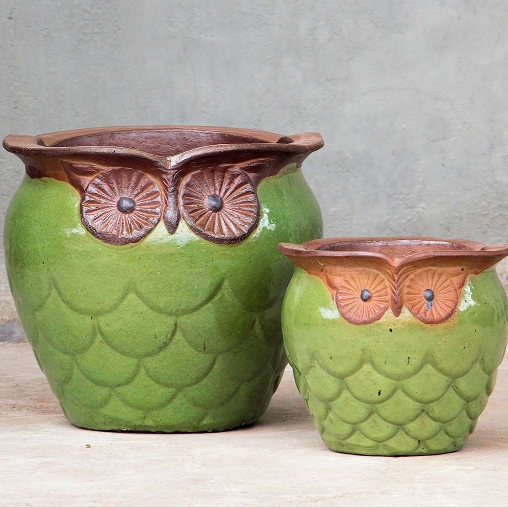 8559  Face Ceramic Pot -  Set of 2