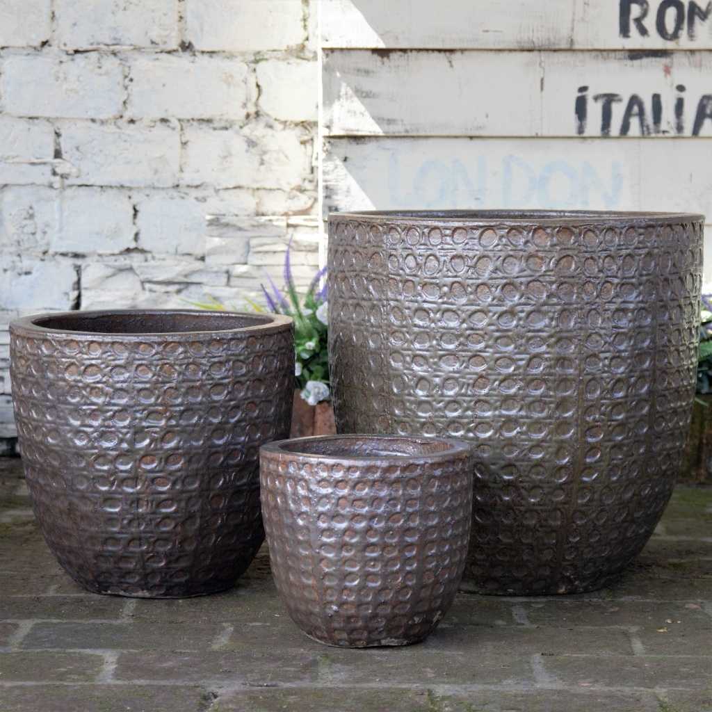 8570 Embossed Circle Planter Set