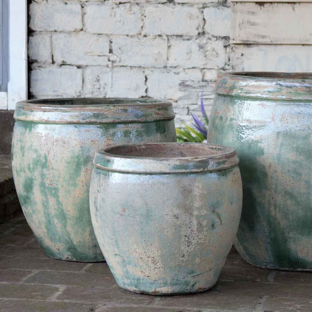 8571 Drip Glaze Round Planter Set