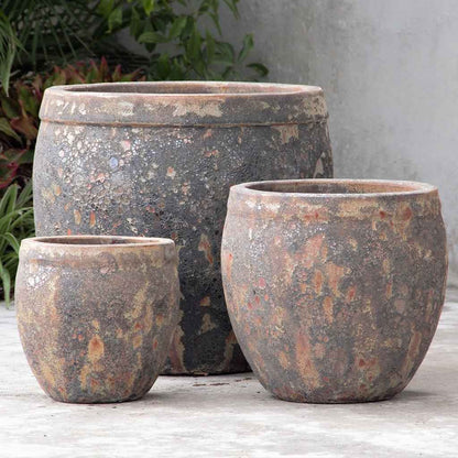 8571 Drip Glaze Round Planter Set