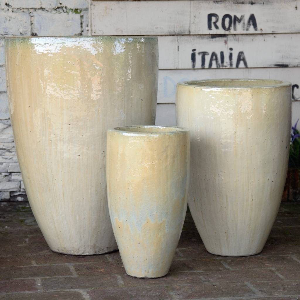 Glossy Tall Cylinder Planter Set
