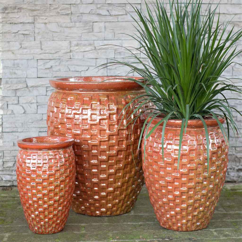 8574 Woven Texture Planter Set