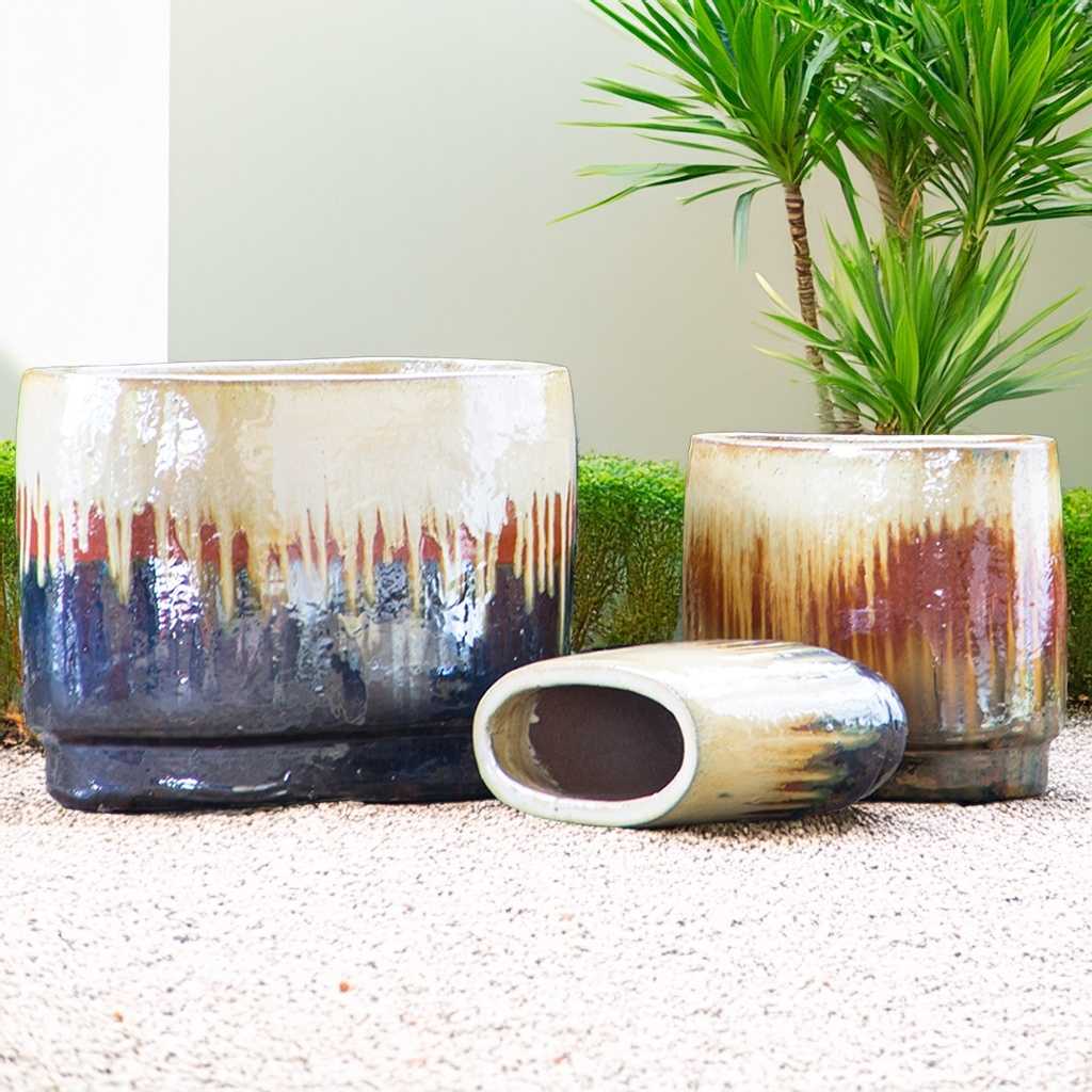8604 Oval Drip Rim Planter Set