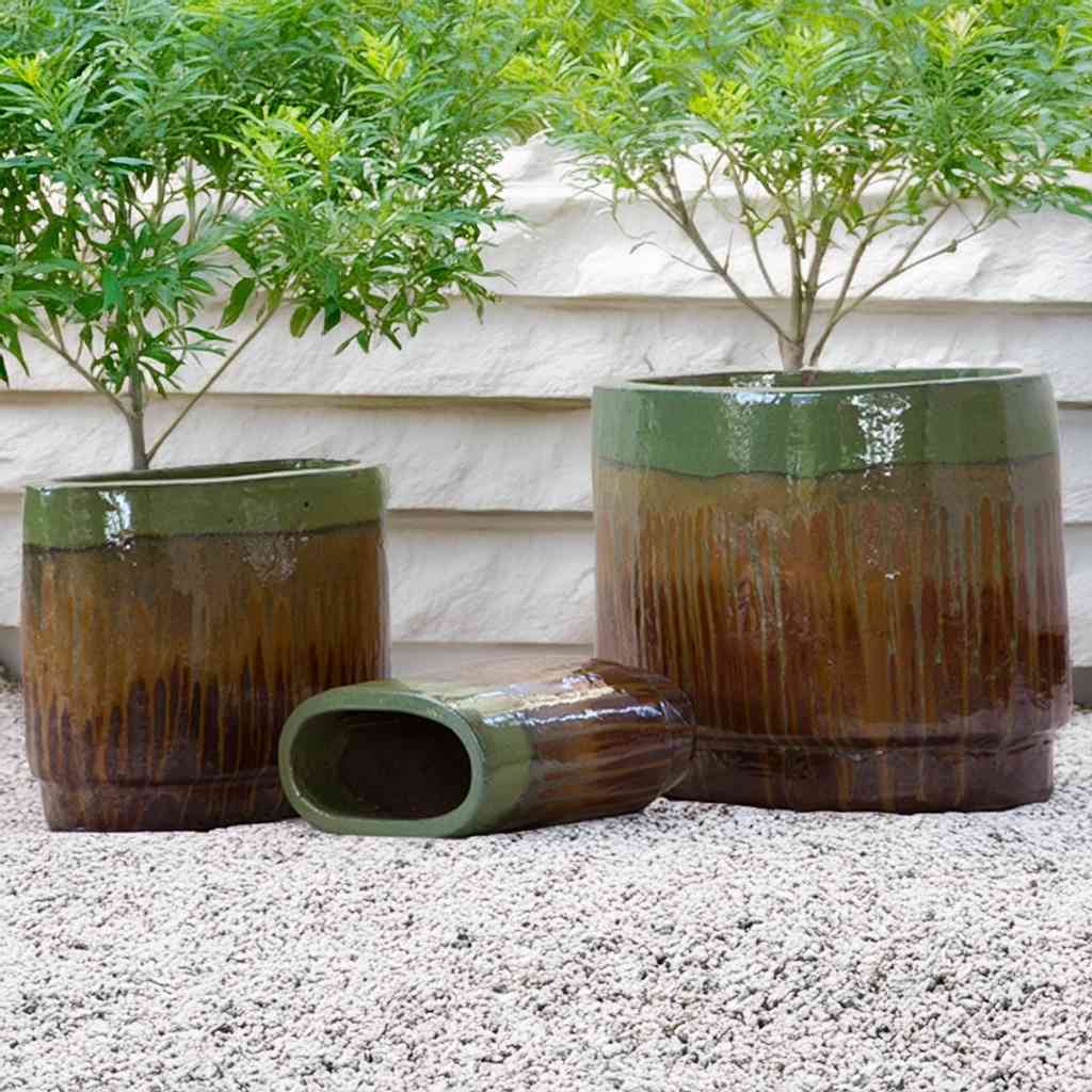 8604 Oval Drip Rim Planter Set