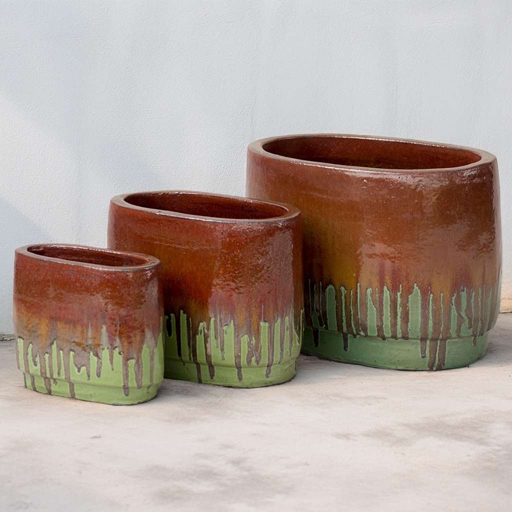 8604 Oval Drip Rim Planter Set