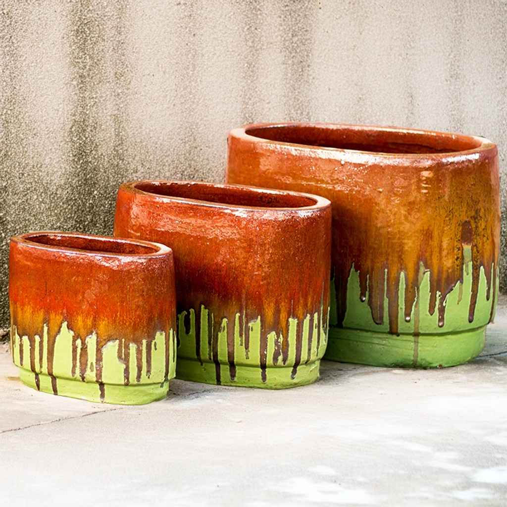 8604 Oval Drip Rim Planter Set